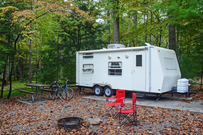 campsite with trailer