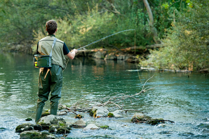 angler fishing in a river