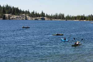 boating on Lake Alpine on Ebbetts Pass, CA